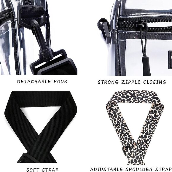 Clear Bag Stadium Approved, TPU Clear Purses Inside Pocket，Crossbody Bag Adjusta - Picture 3 of 6